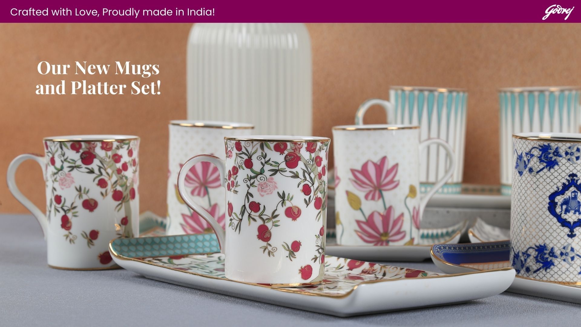 Olive Oasis Coffee Mugs and Platter Set