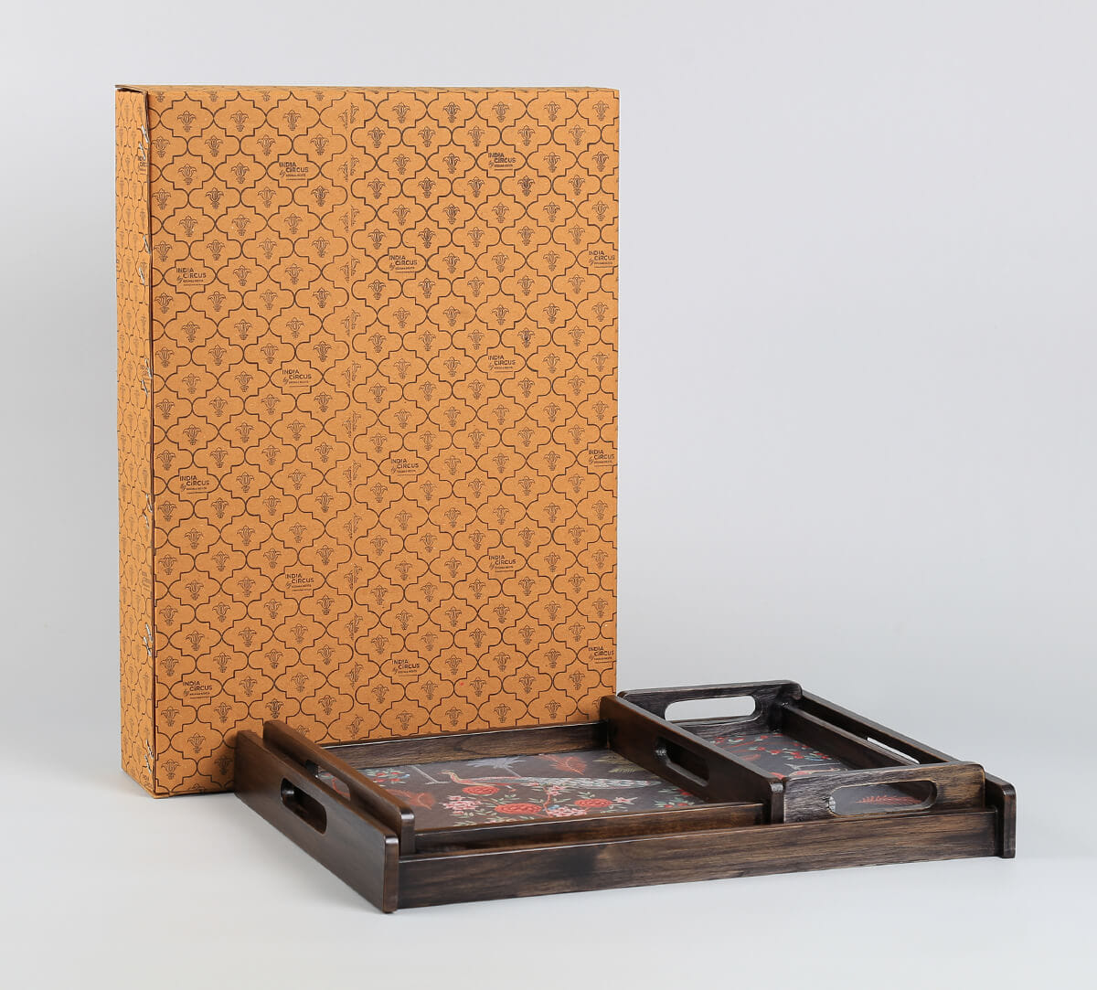 India Circus by Krsnaa Mehta Peacock Garden Trays Set of 3