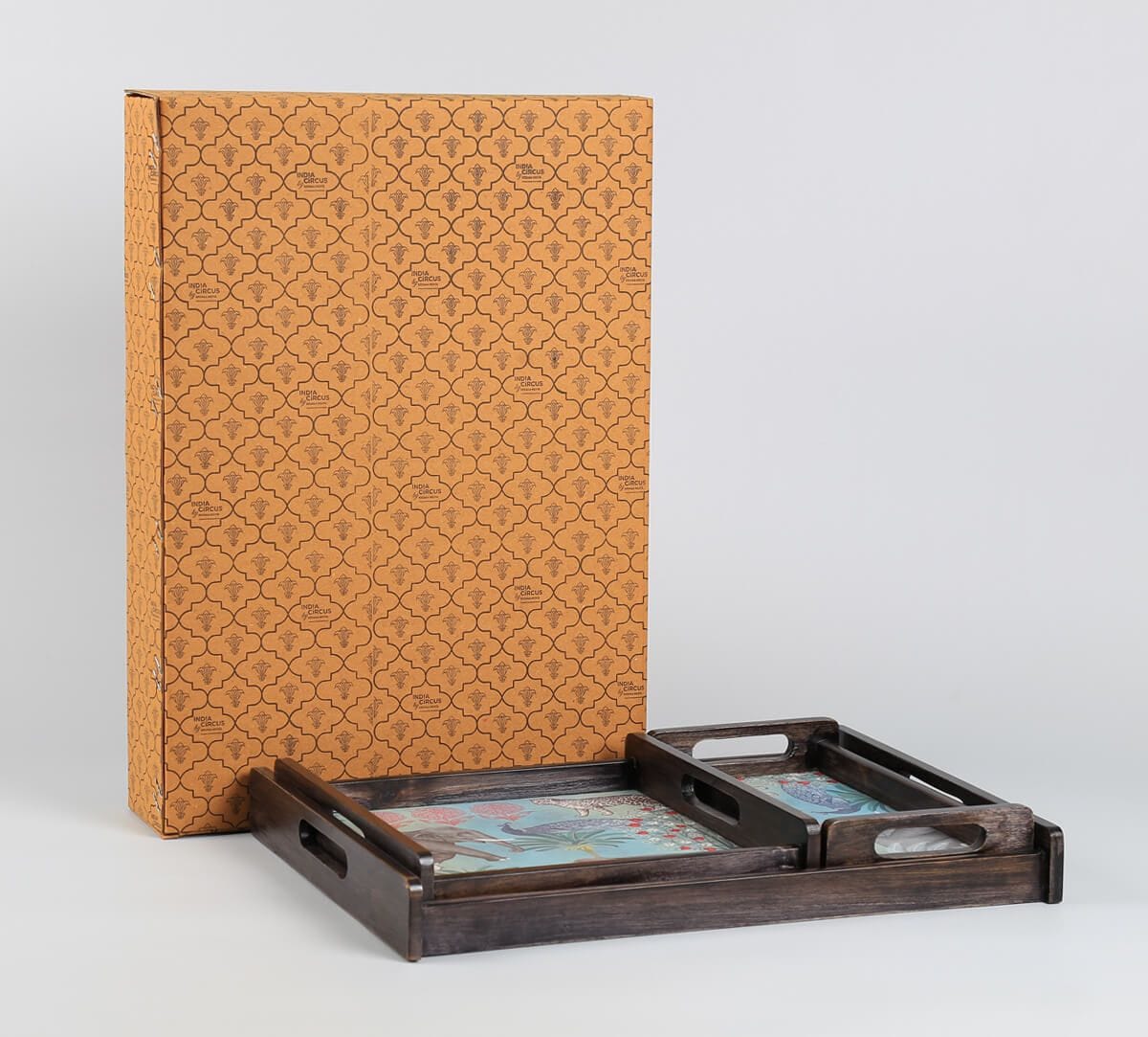 India Circus by Krsnaa Mehta Wildlife Safari Nested Trays Set of 3